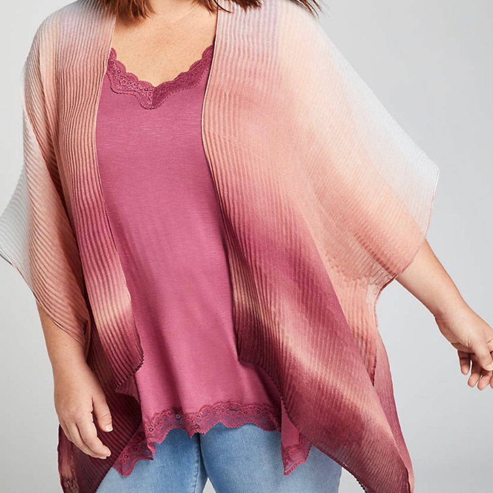 New Lane Bryant Pink Umbrage Plus Size Kimono 3X